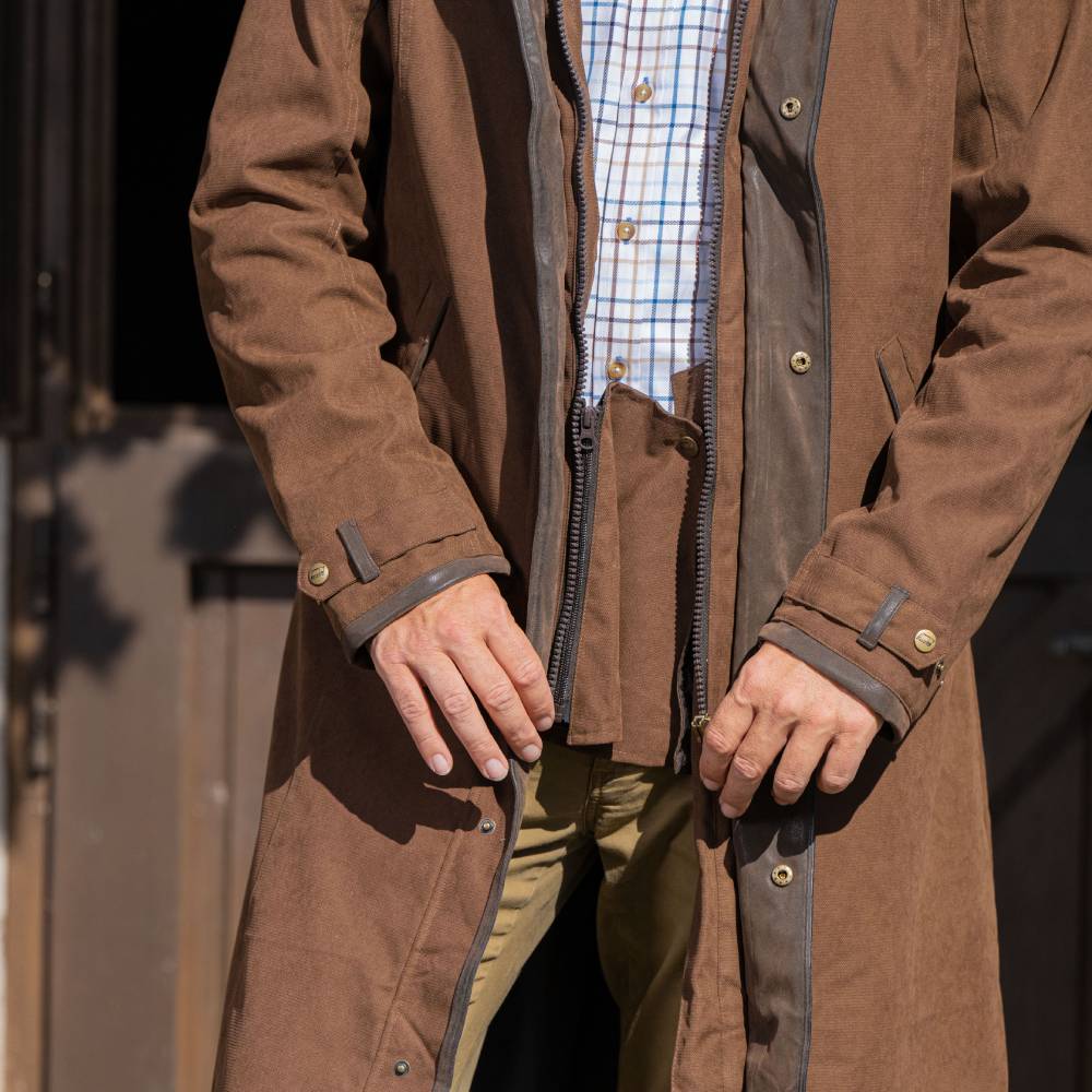 Men's Raincoat in Brown with Zip Fastening