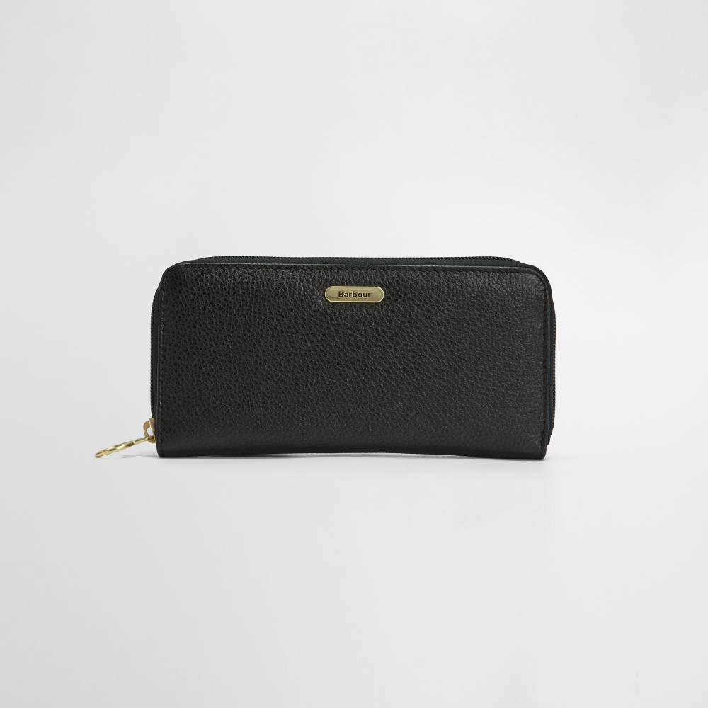 Ladies Black wallet with gold zipper