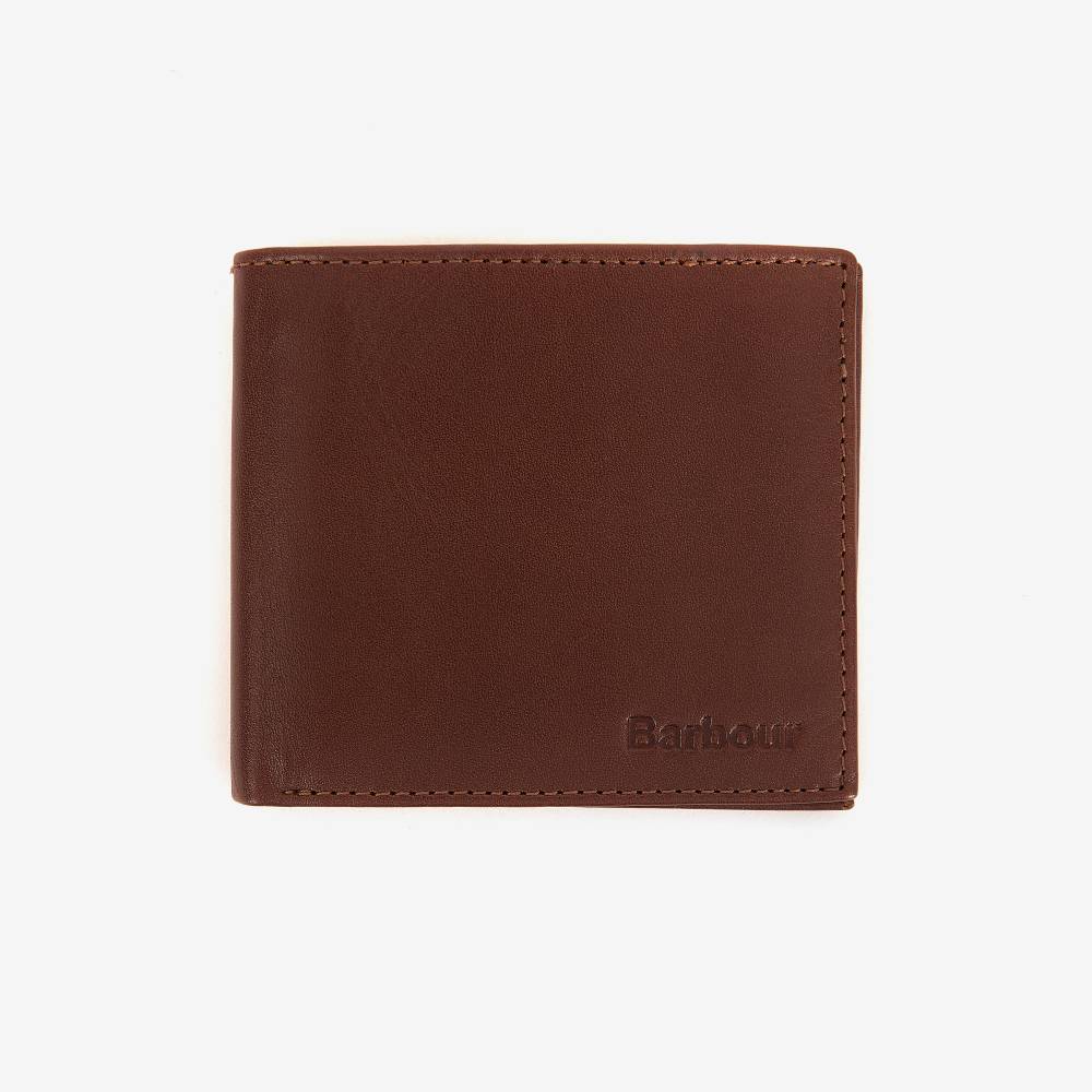 Brown Leather Wallet with Barbour Logo