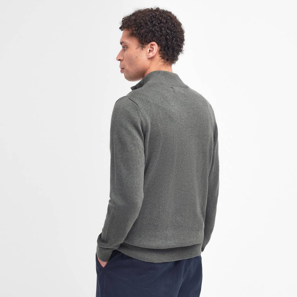 Barbour Cotton Half Zip Knit (Olive Marl)