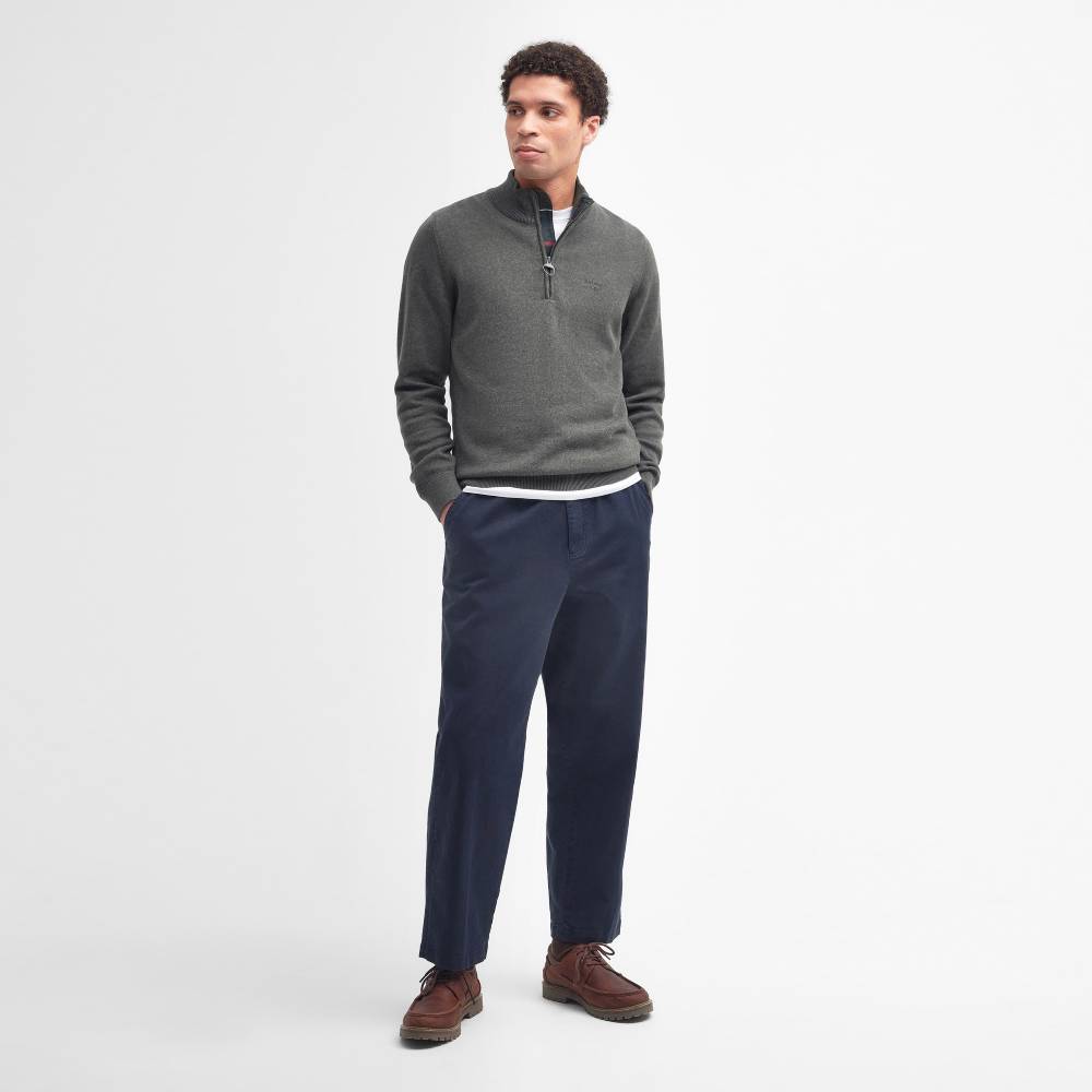 Barbour Cotton Half Zip Knit (Olive Marl)