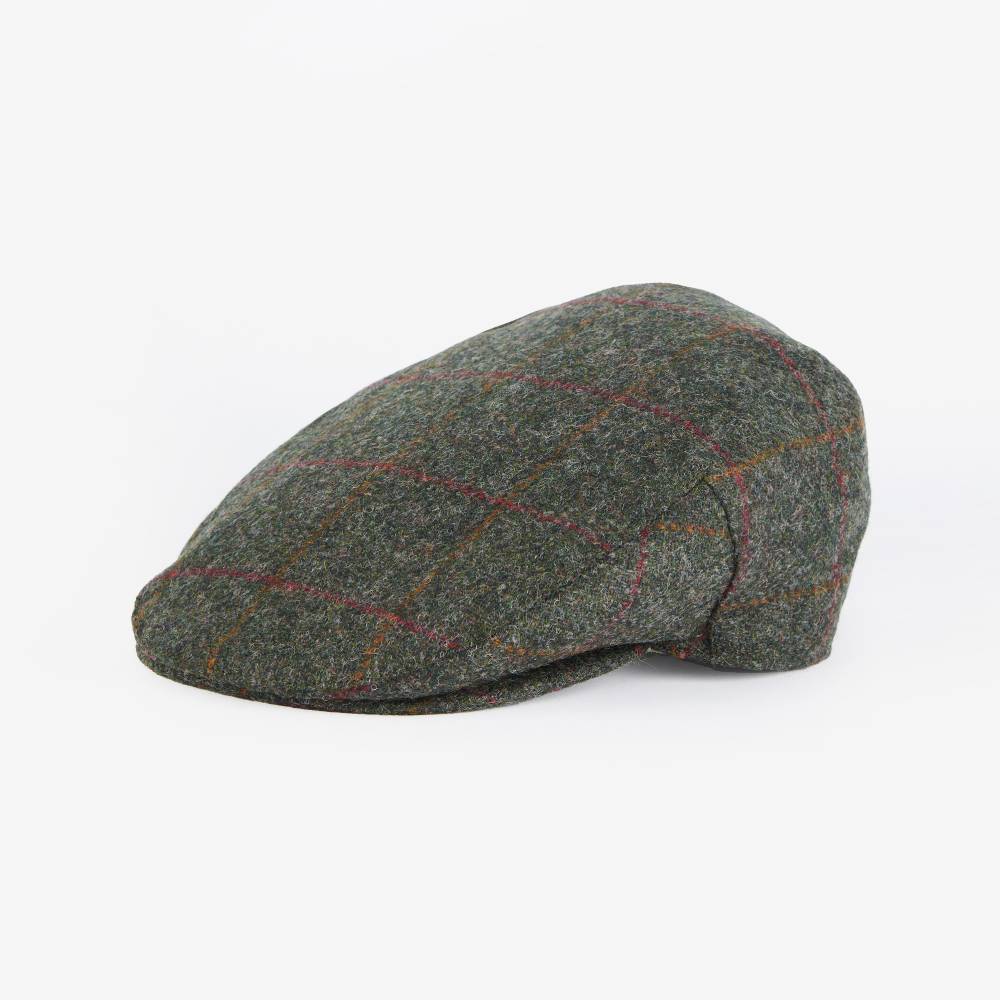 Green checkered flat cap with Red Overcheck
