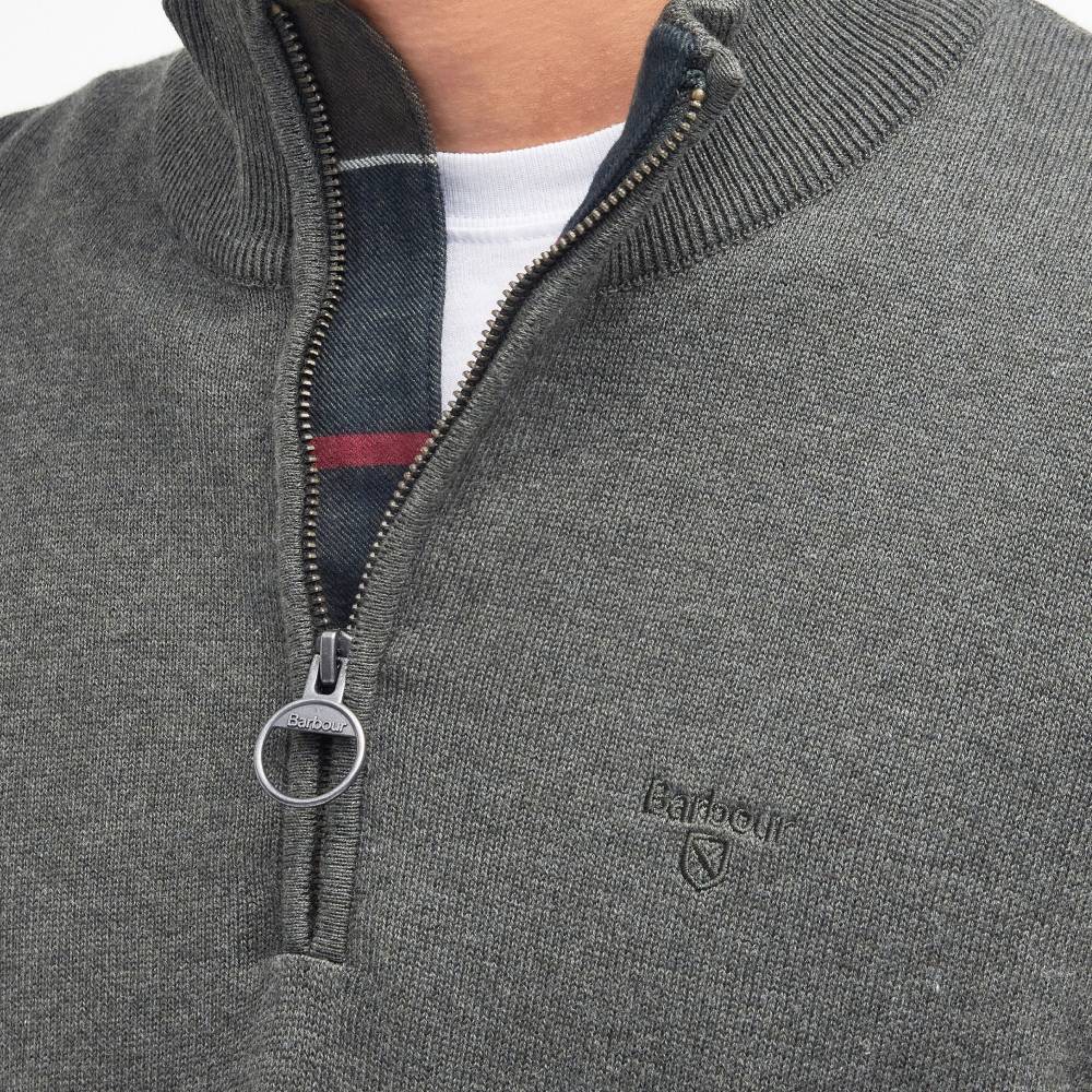 Barbour Cotton Half Zip Knit (Olive Marl)