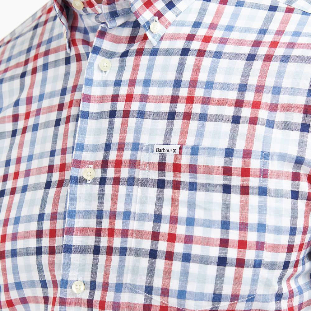 Barbour Shirt in Red and Blue with Button Down Collar
