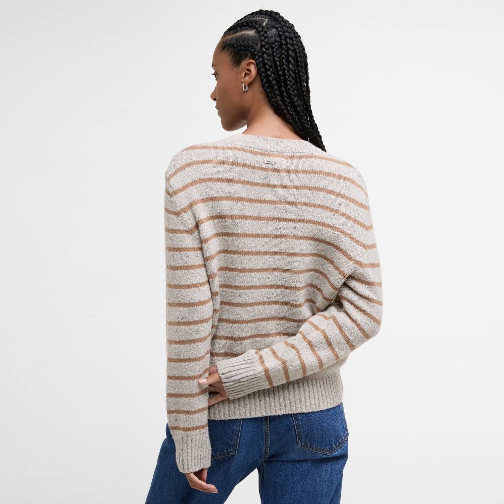Long Sleeve Jumper in Oatmeal Stripe