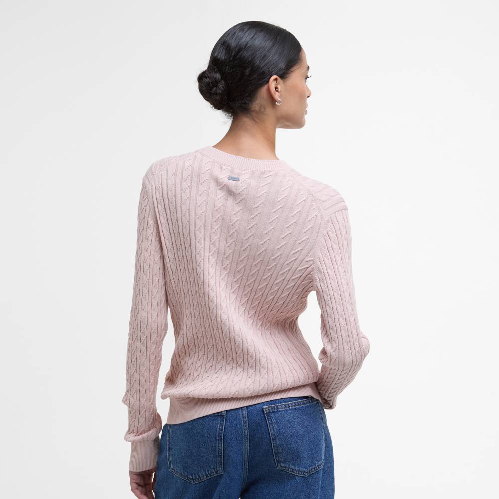 Pink Cotton Jumper with Cable Knit Pattern