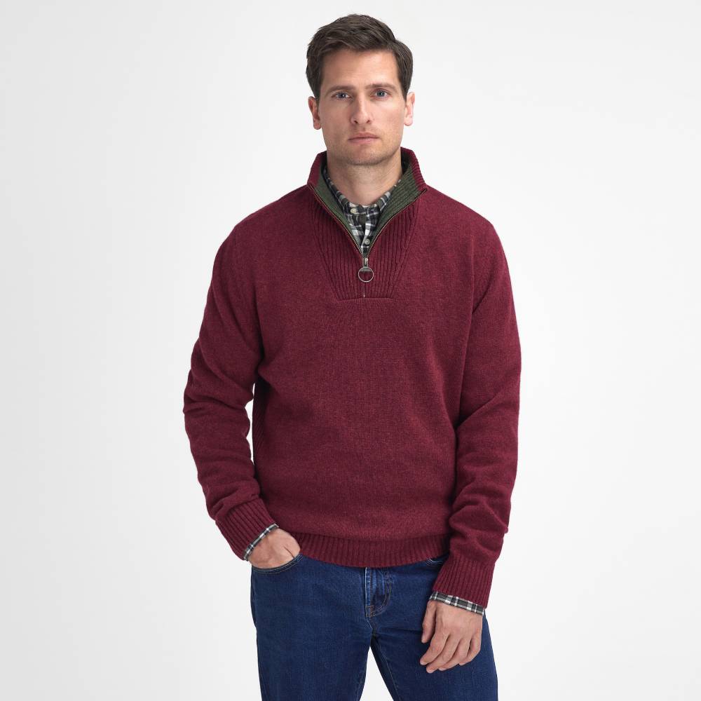 Barbour Half Zip Jumper with Contrast Neck