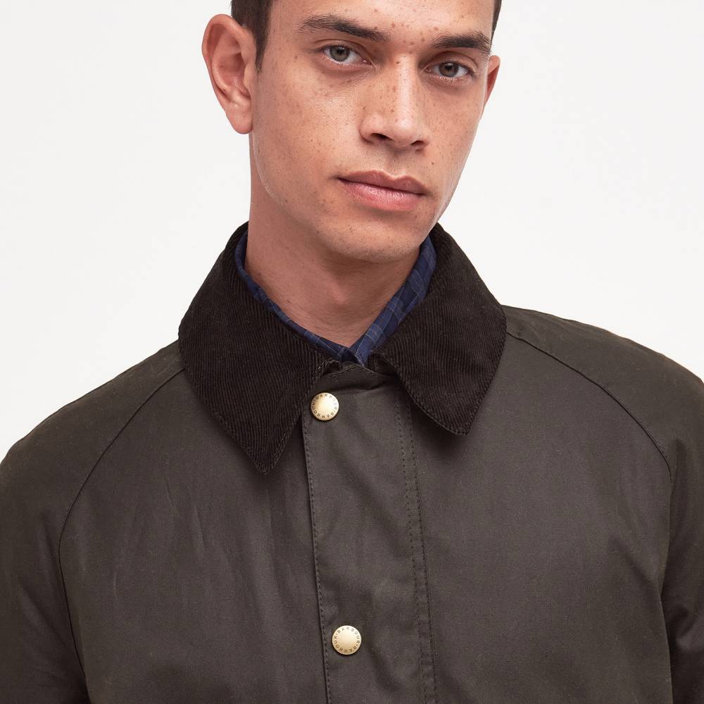 Ashby Barbour Coat Mens in Olive Green