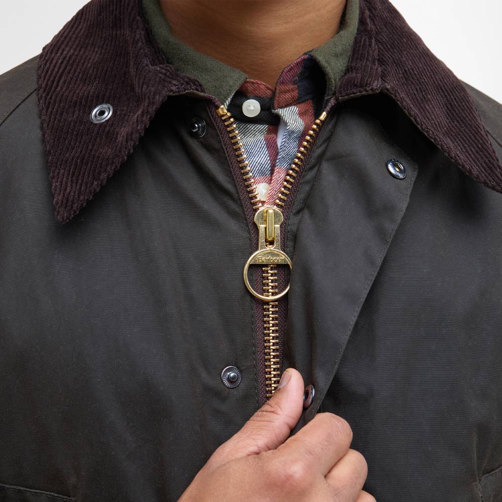 Wax Coated Jacket with Large Ring Zip Pull
