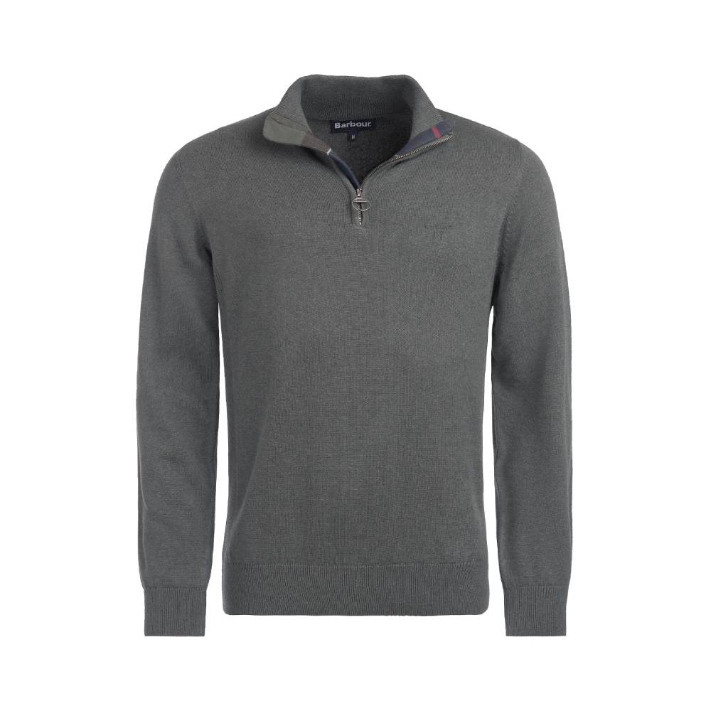 Barbour Cotton Half Zip Knit (Olive Marl)