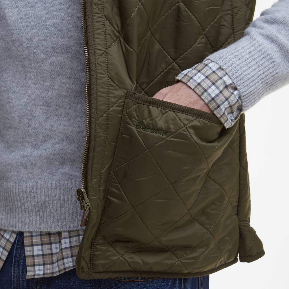 Olive Green Barbour Zip-In Liner with Pockets