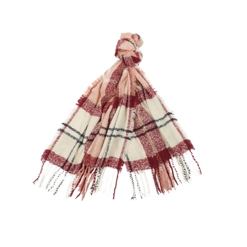 Barbour Tartan Boucle Scarf (Pink/Hessian)