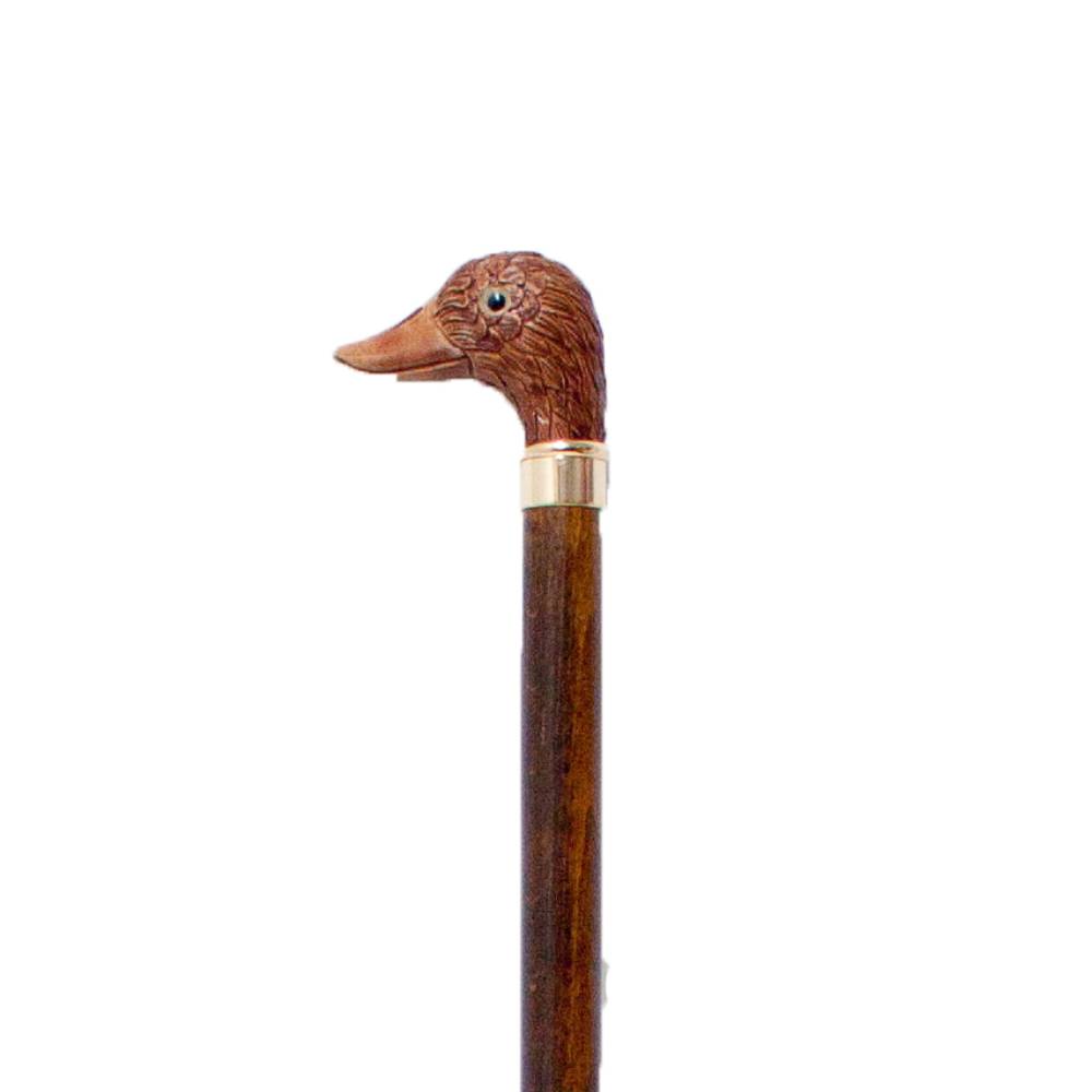 Wooden Walking Cane with a Duck Head Design