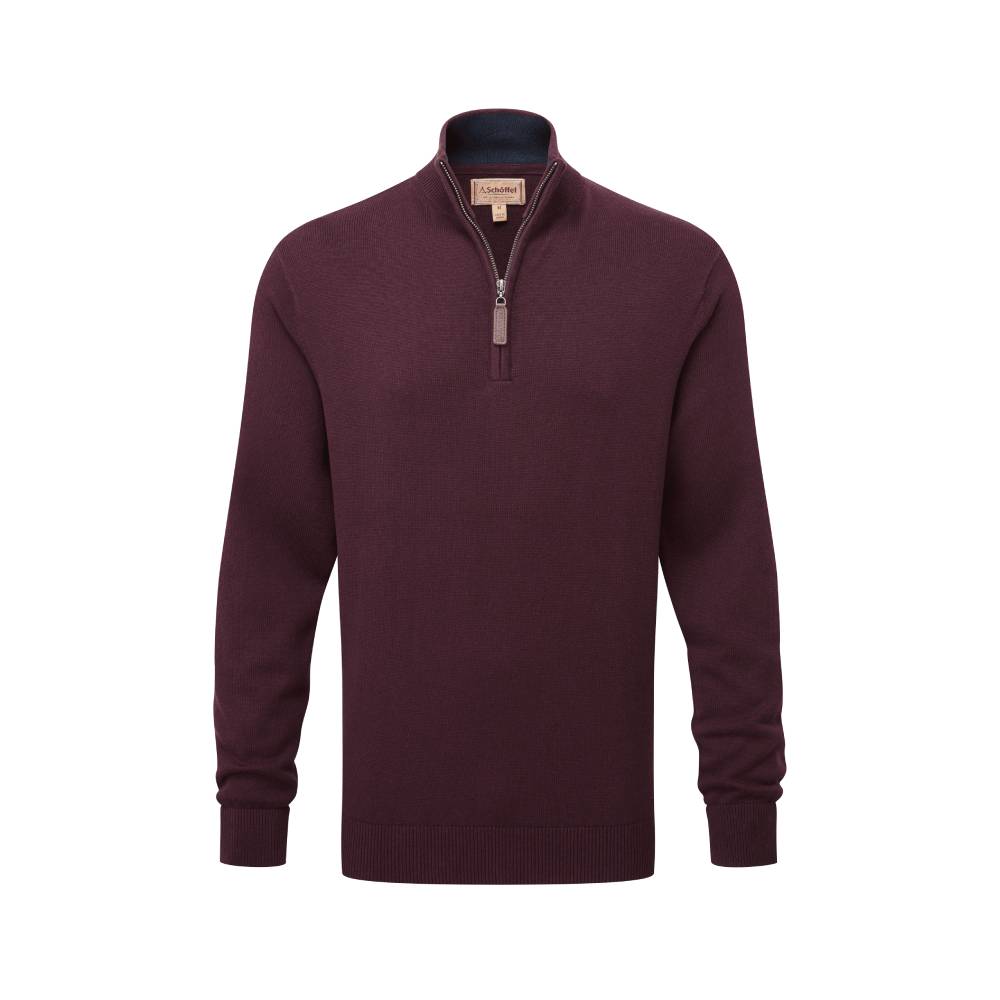 Schoffel Calton Cotton Cashmere 1/4 Zip Jumper (Wine)
