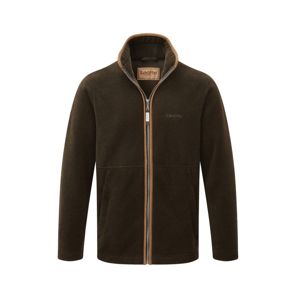 Men's Fleece with Brown Faux Leather Trim