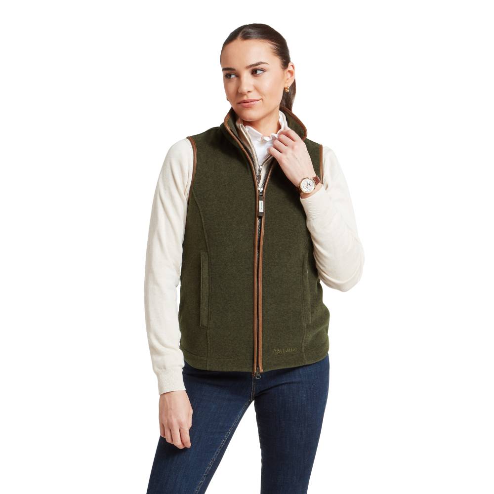 Green Fleece Gilet with Schoffel Brown Trim
