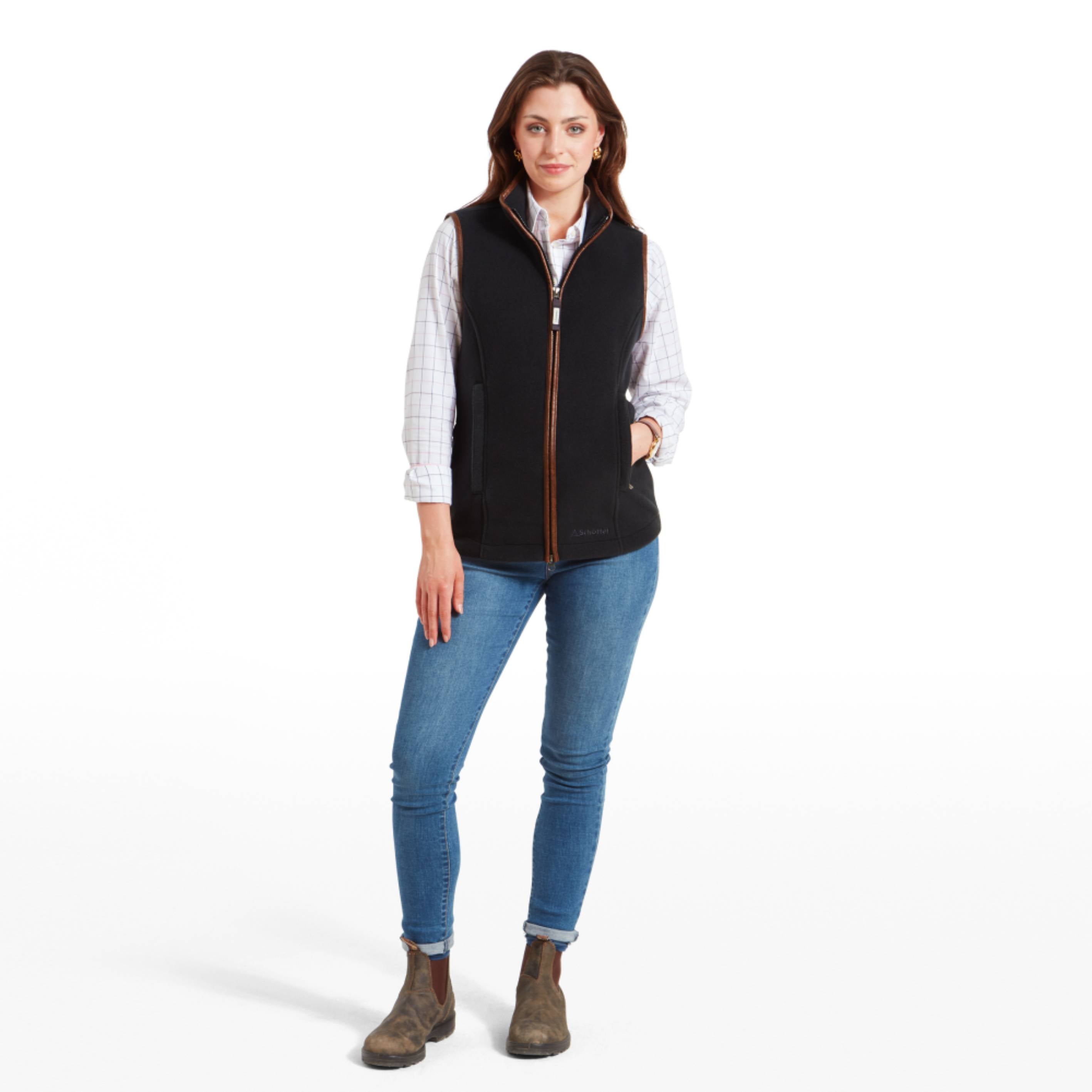 Grey Fleece Gilet with Faux Leather Trim