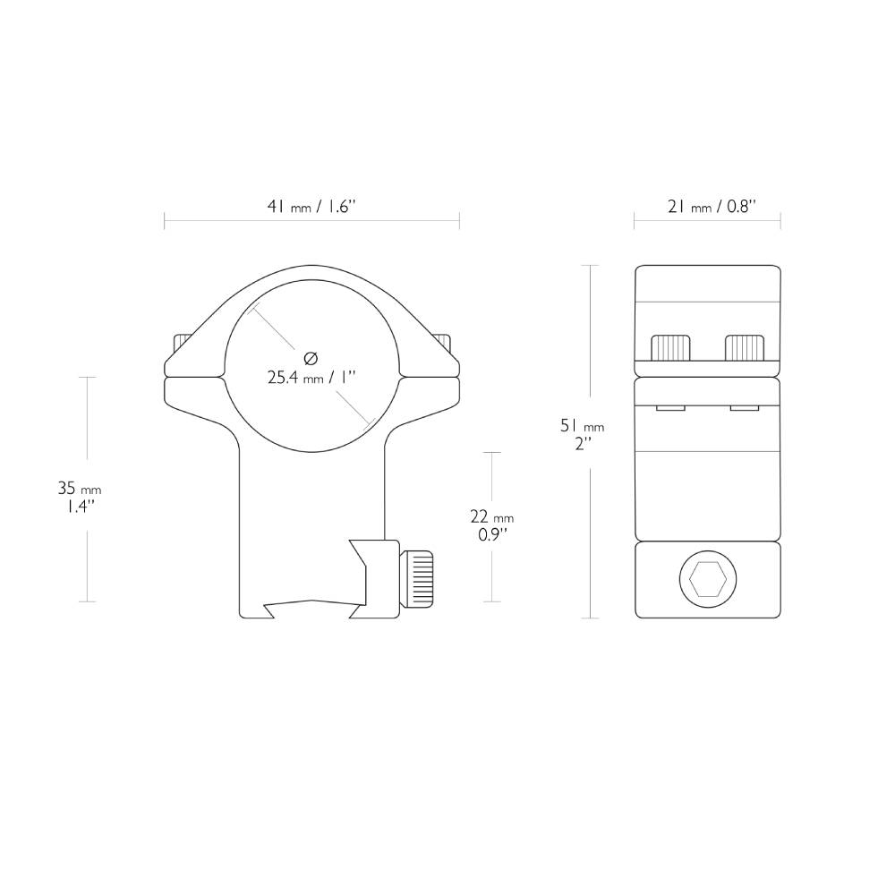 Hawke 2 Piece Match Ring - 9-11mm Dovetail | 1 Inch