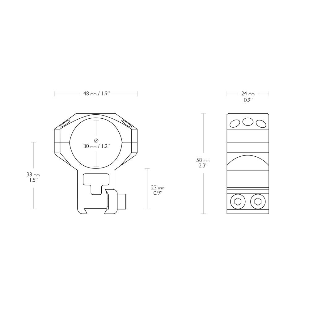 Hawke 2 Piece Tactical Ring Mounts - 9-11mm Dovetail | 30mm