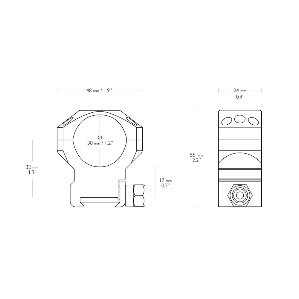 Hawke 2 Piece Tactical Ring Mounts - Weaver | 30mm