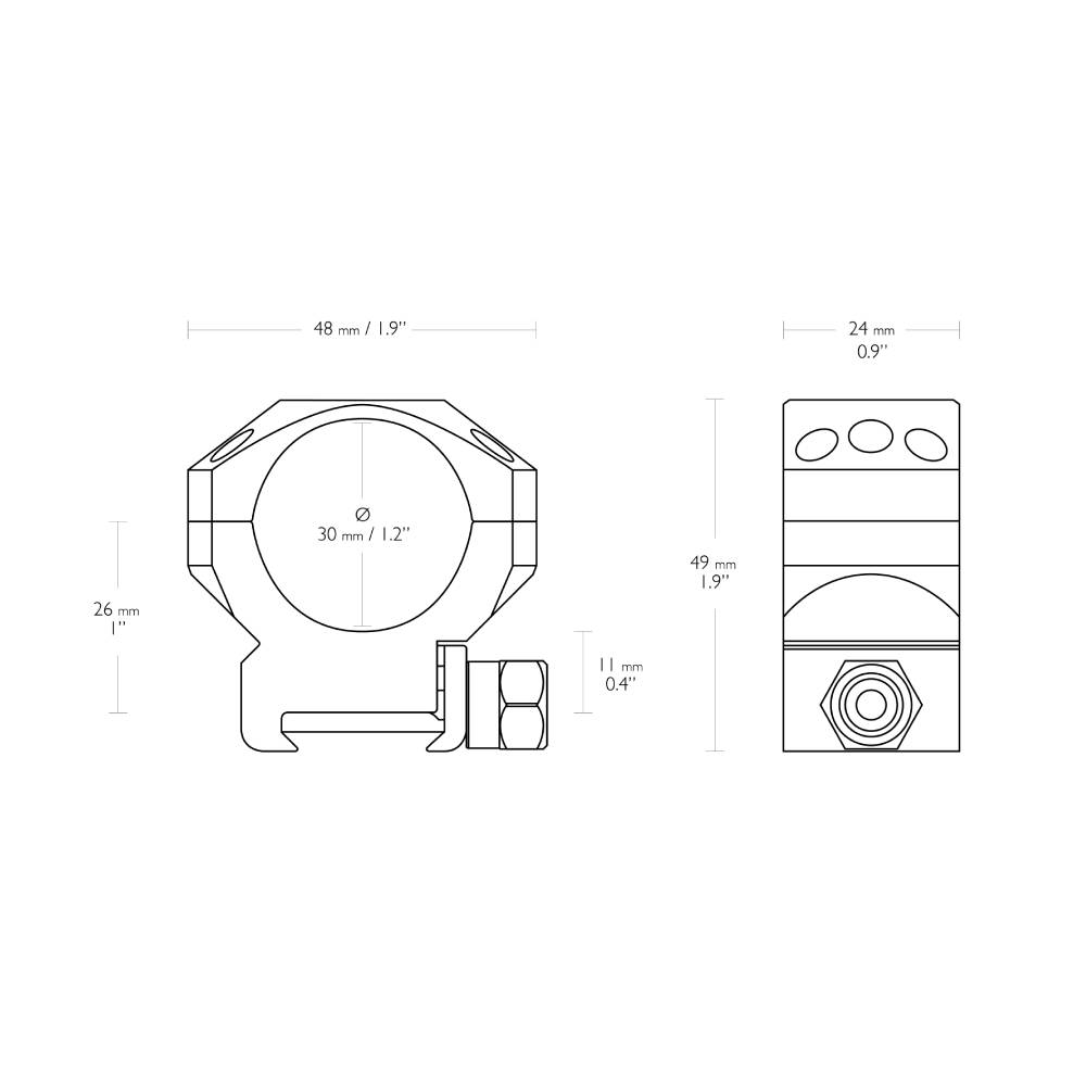 Hawke 2 Piece Tactical Ring Mounts - Weaver | 30mm