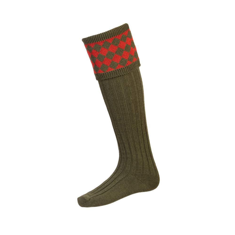 Green Knee High Socks with Red Check Pattern