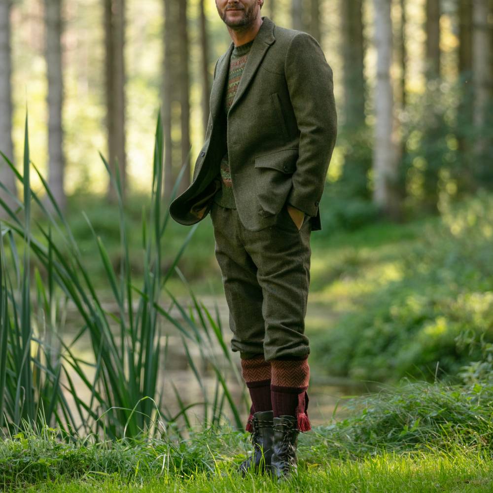 House of Cheviot Shooting Socks with Herringbone Pattern