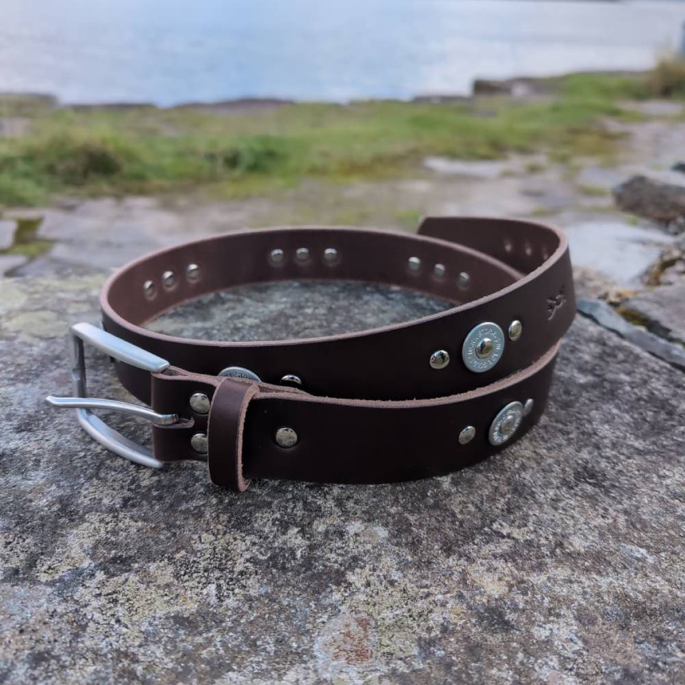 Handmade Men's Leather Belt in Dark Brown