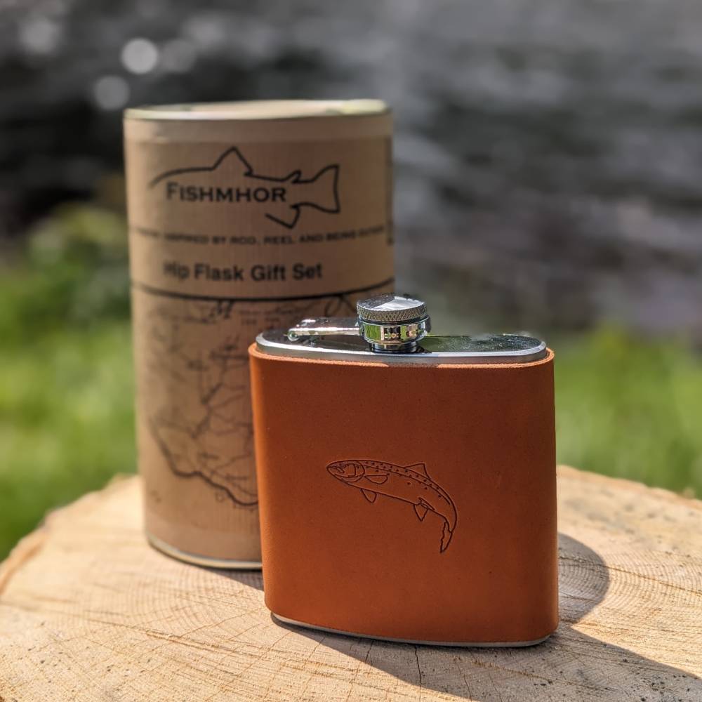 Salmon Design Hip Flask with Gift Box