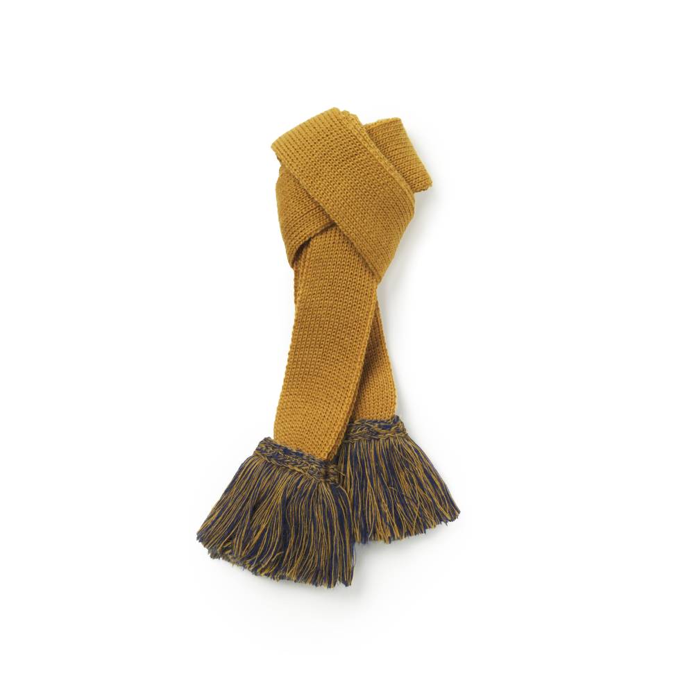 Shooting Sock Garter in Yellow with Blue Fringe