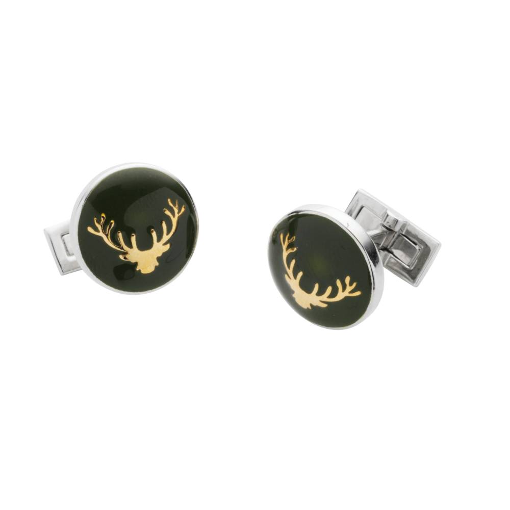Laksen Stag Head Cufflinks (Green)