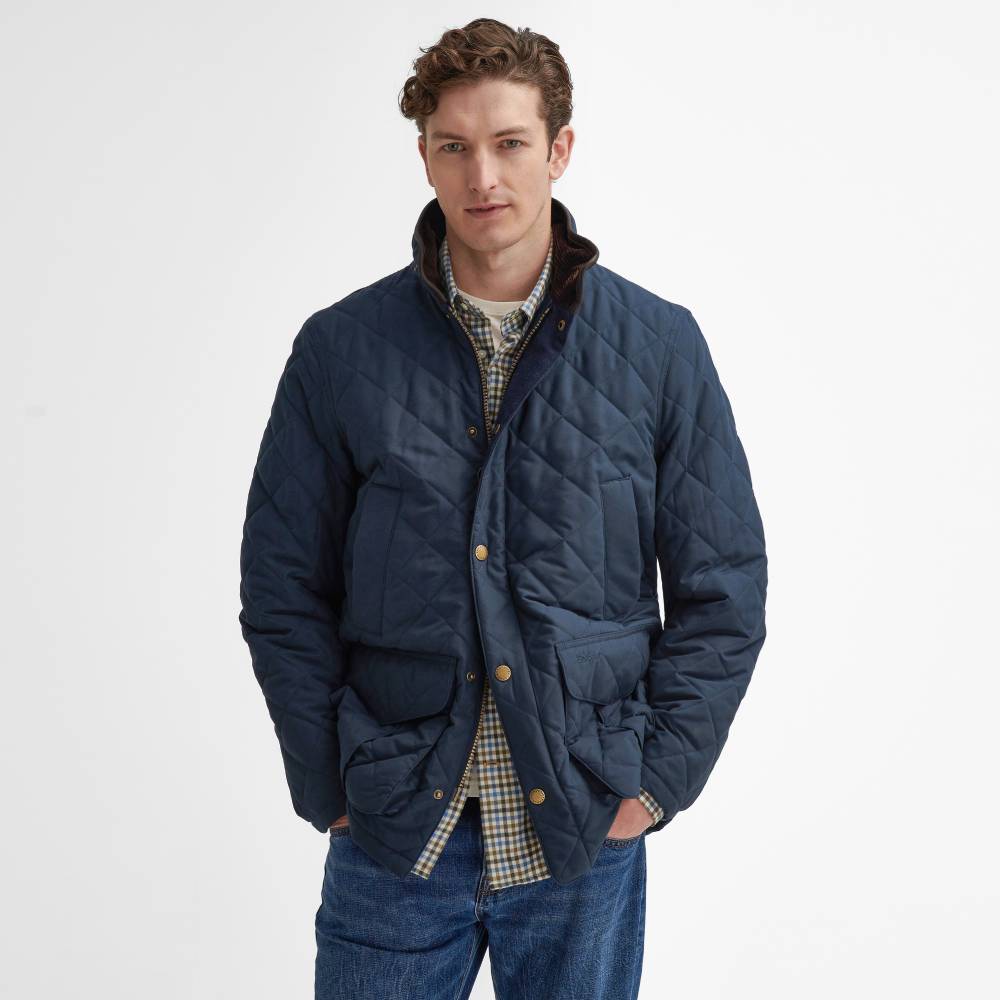 Men's Quilted Jacket with Corduroy Collar