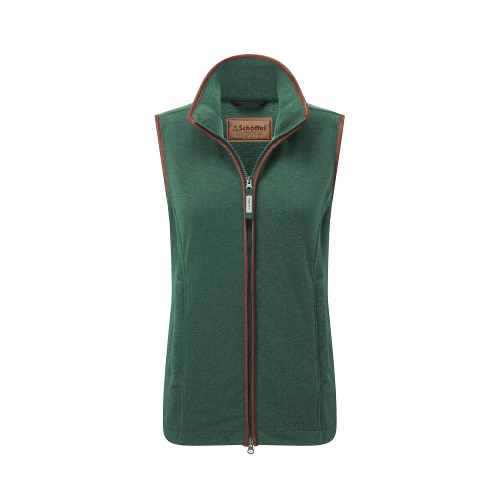 Ladies Schoffel Gilet with Brown Faux Leather Trim