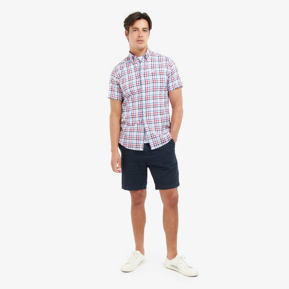Red and Blue Button Down Shirt for Men