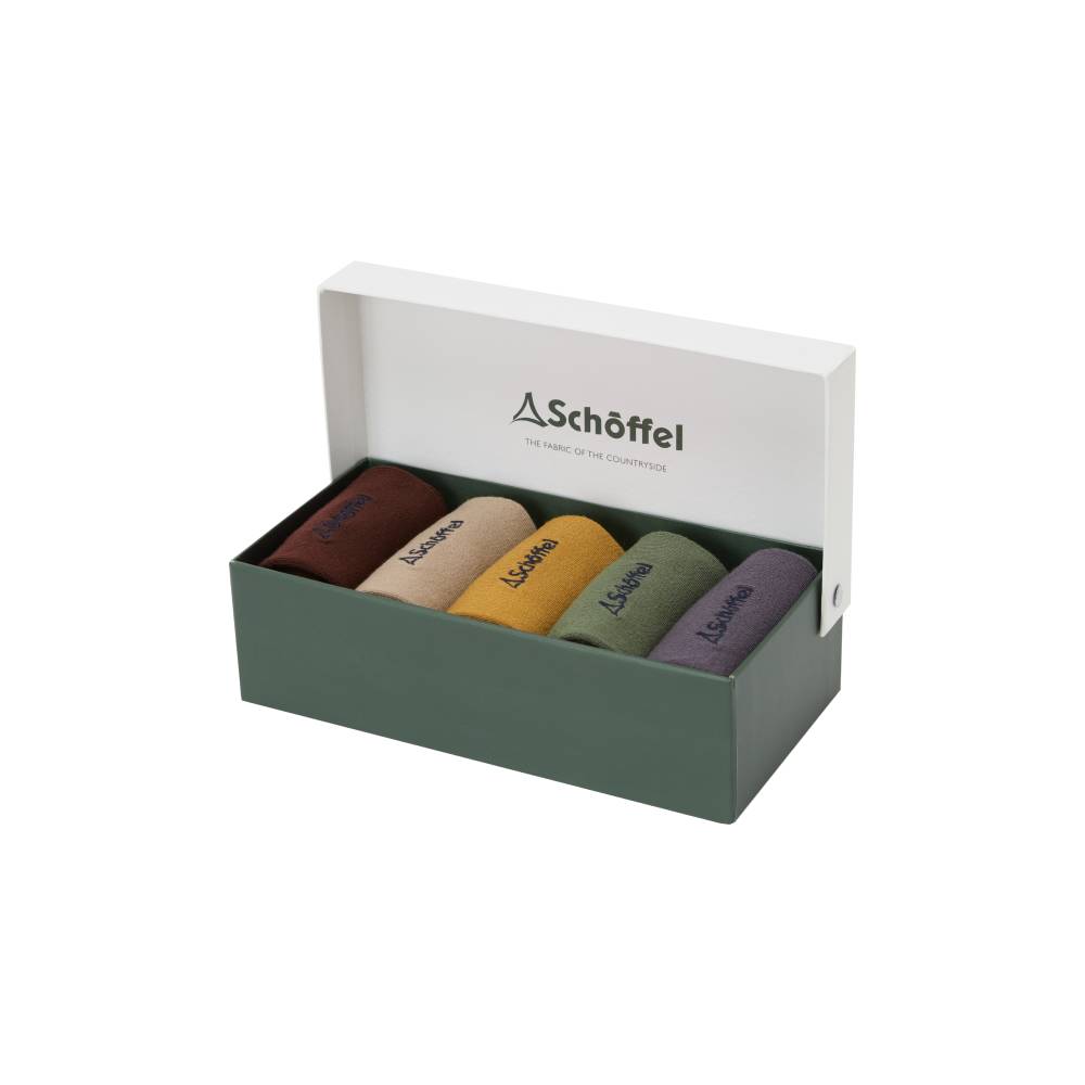Schoffel Men's Bamboo Sock ( Box of 5 ) Logo Mustard Mix