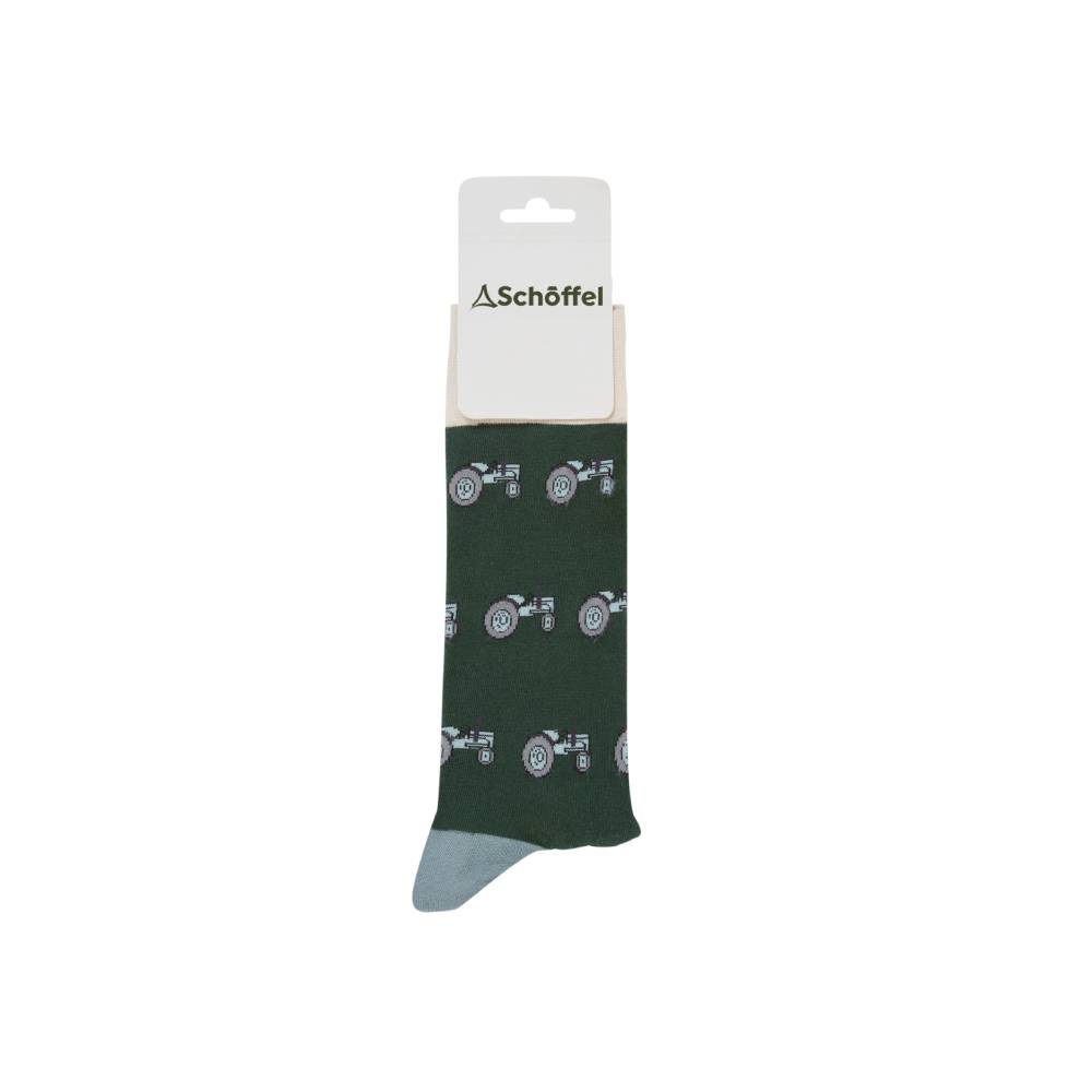 Green Socks for Men with Tractors