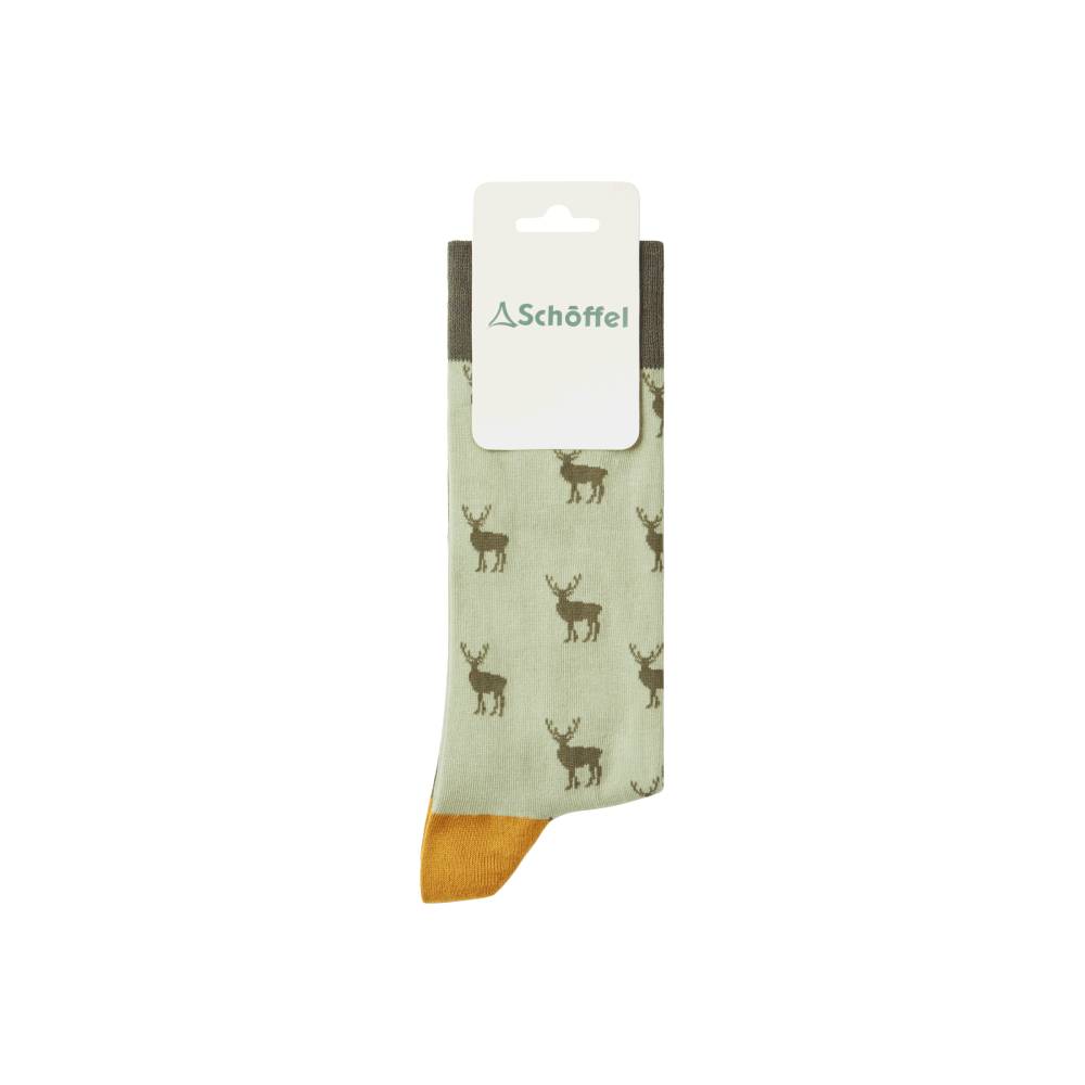 Men's Socks in Green with Stag Design