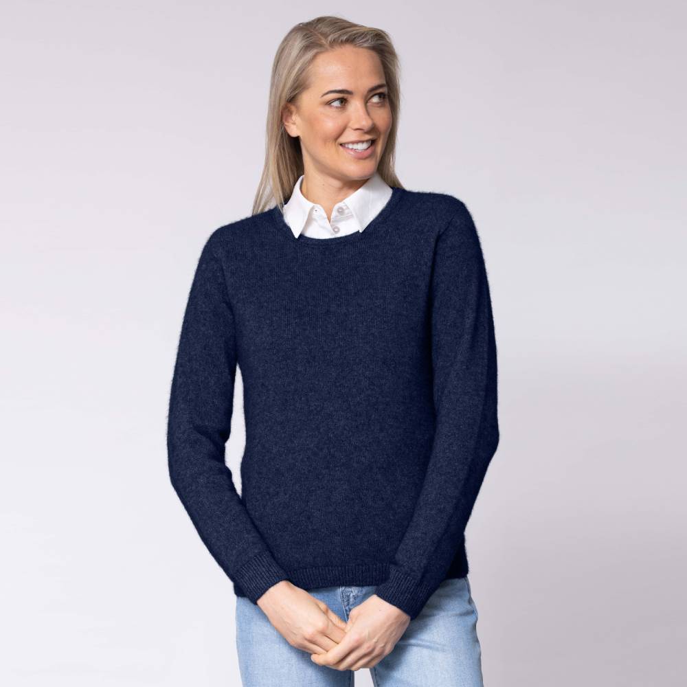 Ladies Crew Neck Jumper in Navy Blue