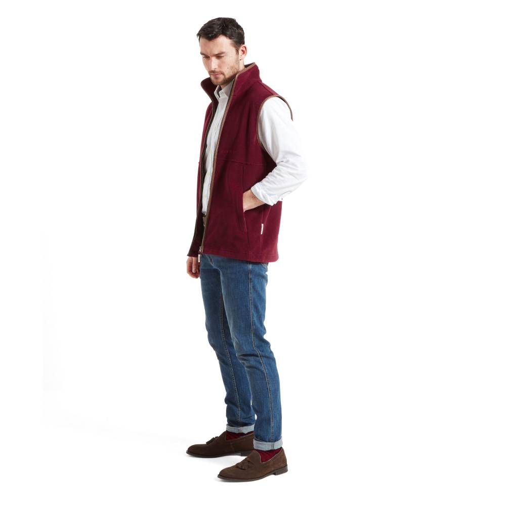 Machine Washable Fleece Gilet in Red
