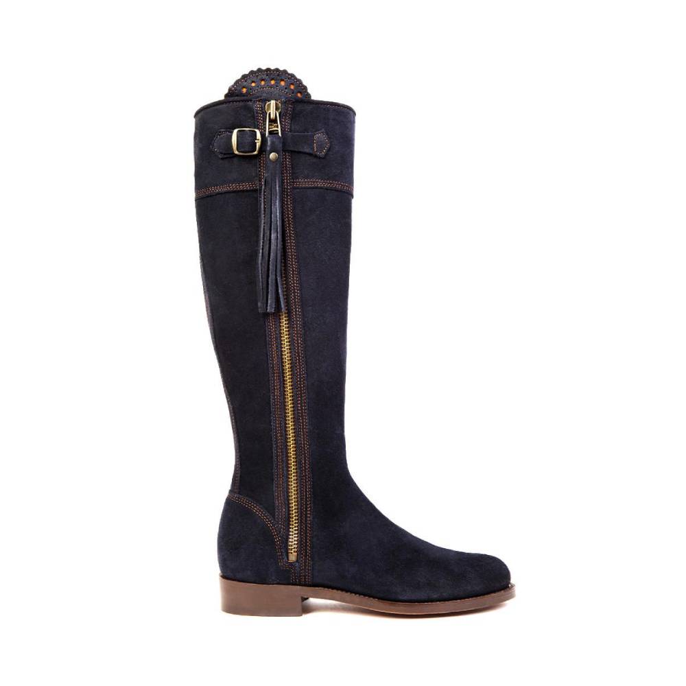 Penelope Chilvers Riding Oiled Suede Long Tassel Boot (Navy)