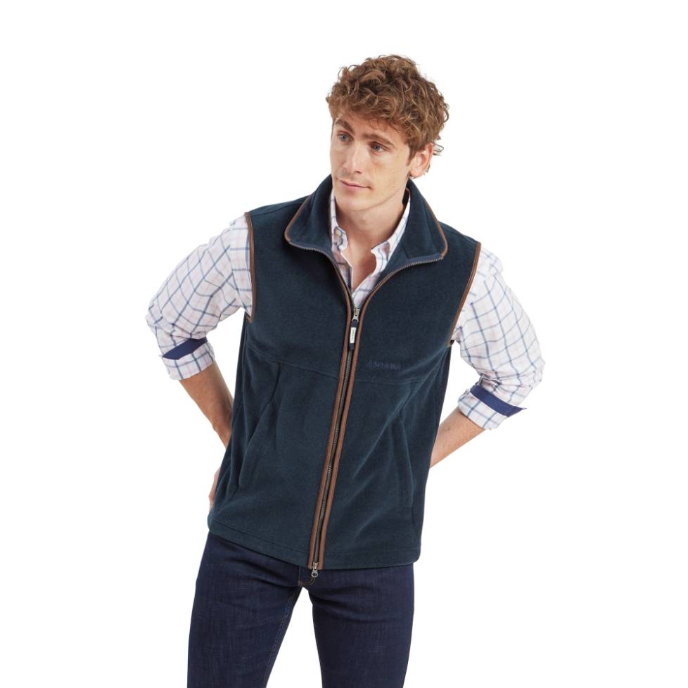 Fleece Gilet with Faux Leather Trim