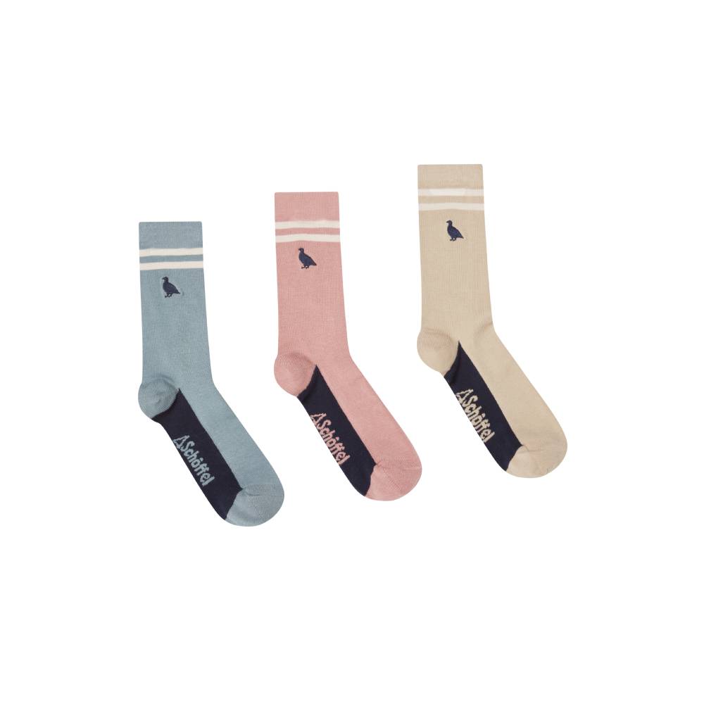 Schoffel Box of 3 Ladies Bamboo Socks (Ptarmigan Stripe Mix)