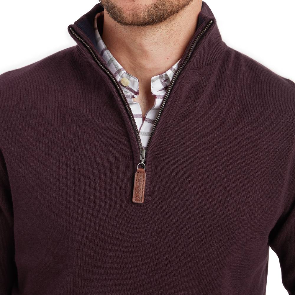 Schoffel Calton Cotton Cashmere 1/4 Zip Jumper (Wine)