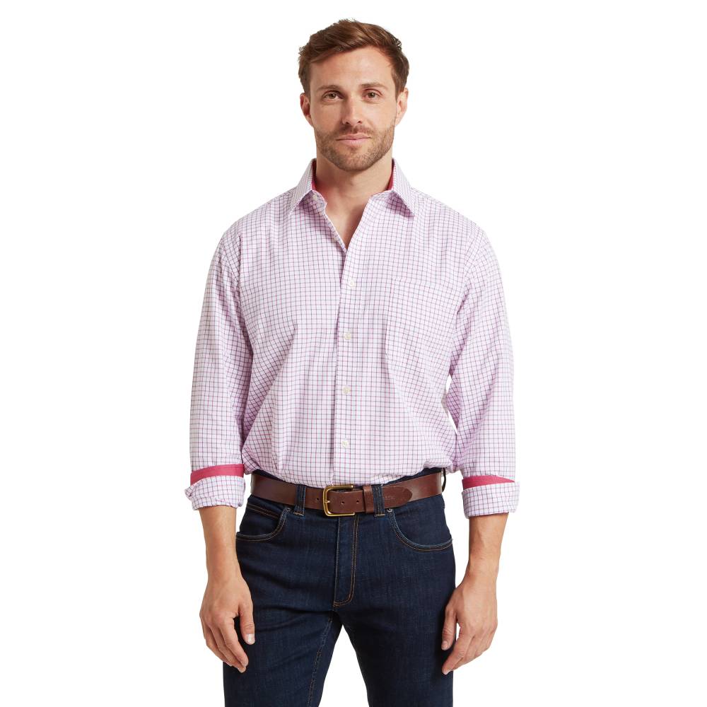 Men's Long Sleeve Shirt in Red Check