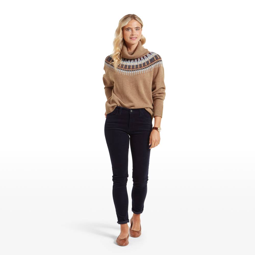 Women's Cord Jeans in Navy Blue Cotton