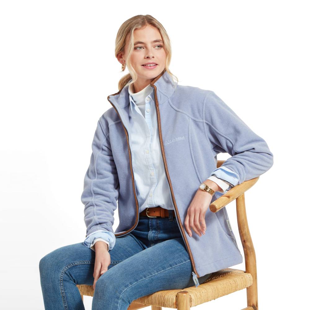 Ladies Fleece Jacket with Brown Trim