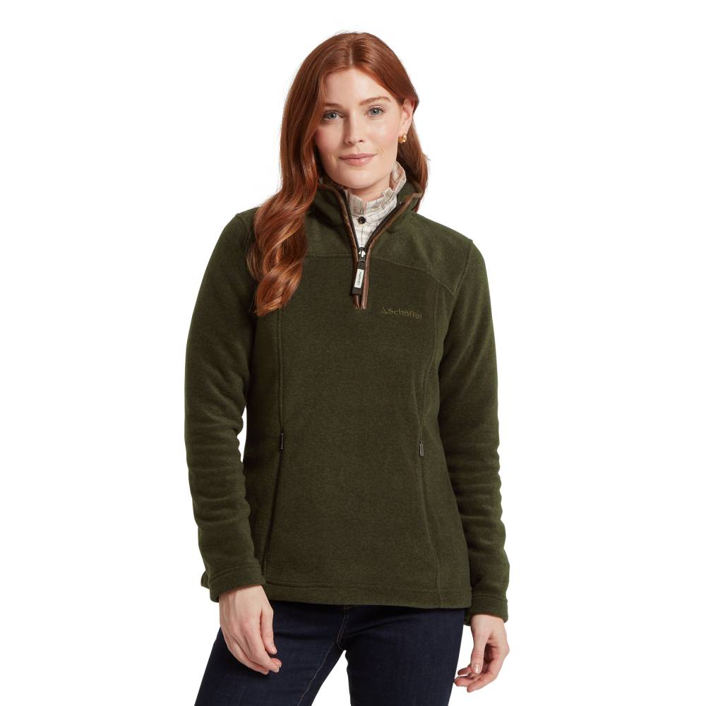 Olive Green Fleece Quarter Zip Jumper with Zip Pockets