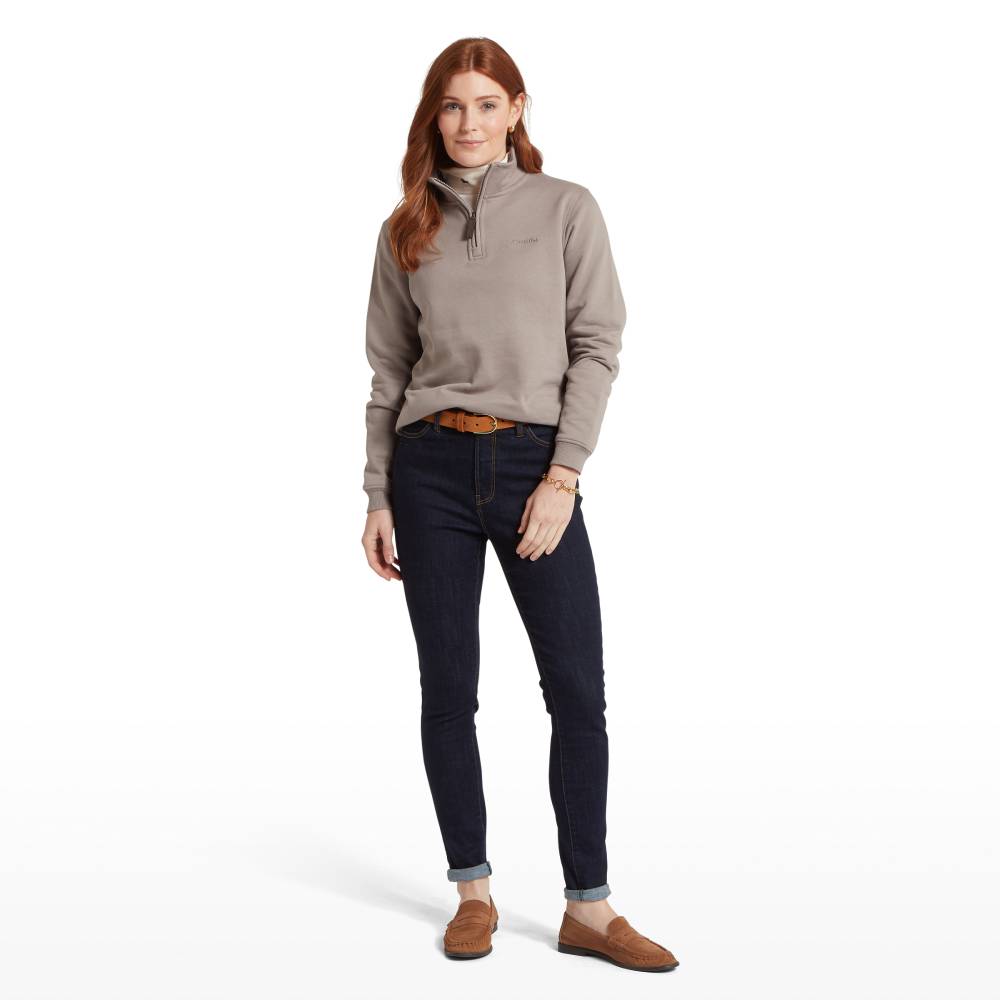Ladies 1/4 Zip Sweatshirt in Mushroom