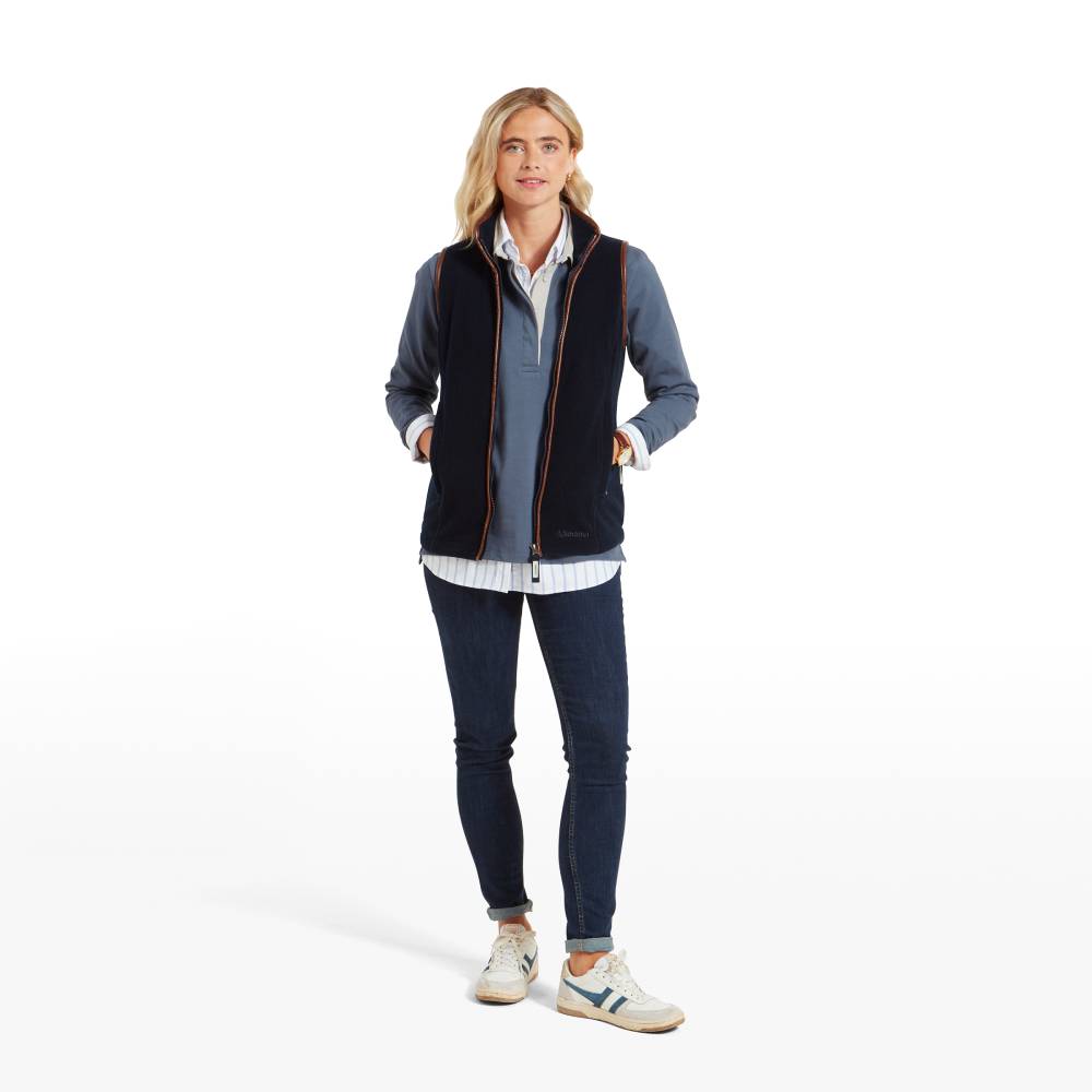 Womens Body Warmer in Navy Fleece