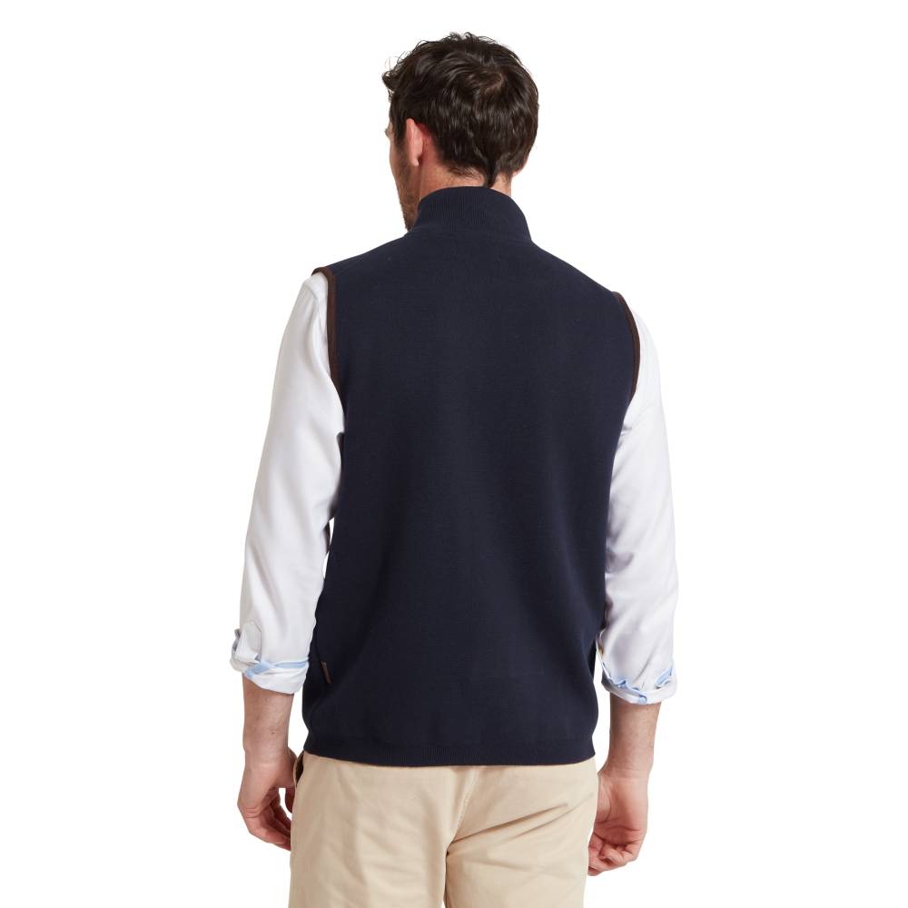 Navy Gilet with Schoffel Brown Trim